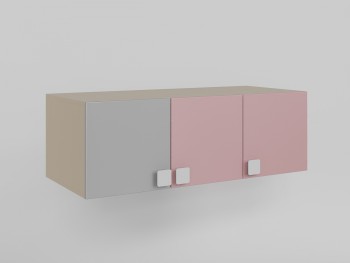 Антресоль на шкаф 3-х створчатый (Розовый/Серый/корпус Клен) в Олёкминске - olyokminsk.mebel54.com | фото