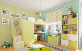 Детская комната Эппл (Зеленый/Белый/корпус Клен) в Олёкминске - olyokminsk.mebel54.com | фото