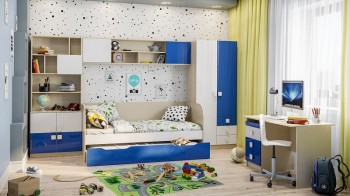 Детская комната Скай Люкс (Синий/Белый/корпус Клен) в Олёкминске - olyokminsk.mebel54.com | фото