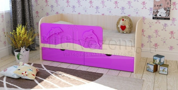 Друзья Кровать детская 2 ящика 1.6 Фиолетовый глянец в Олёкминске - olyokminsk.mebel54.com | фото