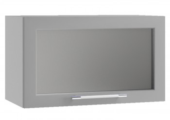 Капри ПГС 600 шкаф верхний горизонтальный со стеклом (Липа пепел/корпус Серый) в Олёкминске - olyokminsk.mebel54.com | фото