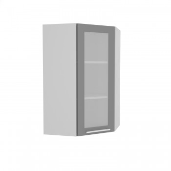 Капри ВПУС 550 шкаф верхний угловой со стеклом высокий (Липа пепел/корпус Серый) в Олёкминске - olyokminsk.mebel54.com | фото