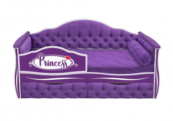 Кровать 160 серии Иллюзия 2 ящика 32 Фиолетовый (мягкие боковые накладки/подушка валик) в Олёкминске - olyokminsk.mebel54.com | фото