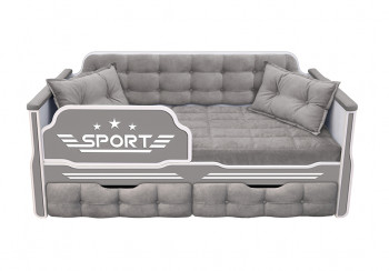 Кровать 160 серии Спорт 2 ящика 45 Серый (подушки) в Олёкминске - olyokminsk.mebel54.com | фото