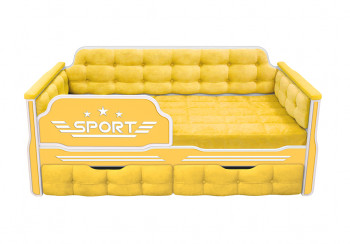 Кровать 160 серии Спорт 2 ящика 74 Жёлтый (мягкие боковые накладки) в Олёкминске - olyokminsk.mebel54.com | фото