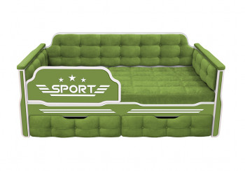 Кровать 160 серии Спорт 2 ящика 76 Зелёный (мягкие боковые накладки) в Олёкминске - olyokminsk.mebel54.com | фото