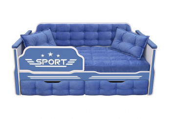 Кровать 160 серии Спорт 2 ящика 85 Синий (подушки) в Олёкминске - olyokminsk.mebel54.com | фото