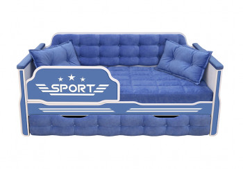 Кровать 170 серии Спорт 1 ящик 85 Синий (подушки) в Олёкминске - olyokminsk.mebel54.com | фото