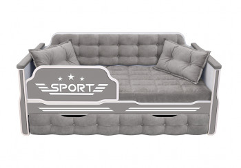 Кровать 180 серии Спорт 1 ящик 45 Серый (подушки) в Олёкминске - olyokminsk.mebel54.com | фото