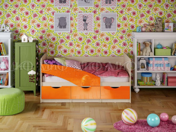 Кровать Бабочки 1,6м (Оранжевый металлик) в Олёкминске - olyokminsk.mebel54.com | фото