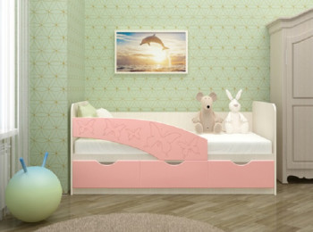 Кровать Бабочки 1,6м (Розовый металлик) в Олёкминске - olyokminsk.mebel54.com | фото