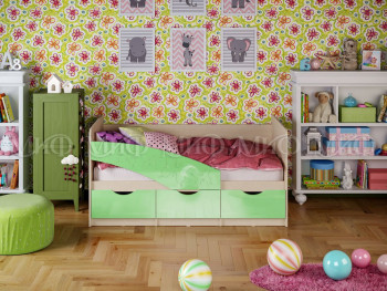 Кровать Бабочки 1,6м (Салатовый металлик) в Олёкминске - olyokminsk.mebel54.com | фото