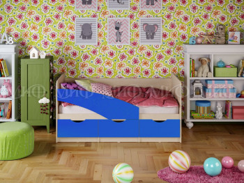 Кровать Бабочки 1,6м (Синий матовый) в Олёкминске - olyokminsk.mebel54.com | фото