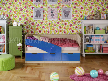 Кровать Бабочки 1,6м (Синий металлик) в Олёкминске - olyokminsk.mebel54.com | фото