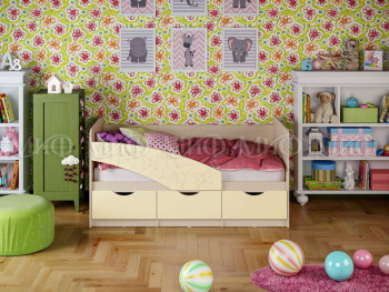 Кровать Бабочки 1,6м (Ваниль матовый) в Олёкминске - olyokminsk.mebel54.com | фото