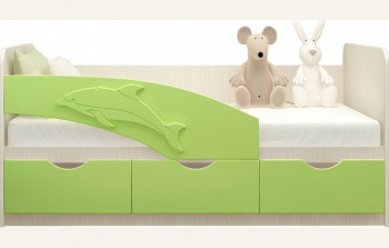 Кровать детская 1,6м Дельфин (Салатовый металлик) в Олёкминске - olyokminsk.mebel54.com | фото