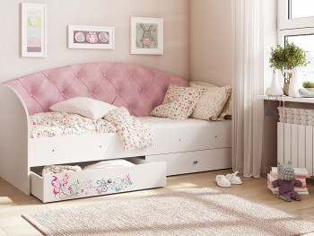 Кровать детская Эльза Белый/Розовый в Олёкминске - olyokminsk.mebel54.com | фото