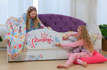 Кровать детская Эльза с бортиком Принцесса Белый/Фиолетовый в Олёкминске - olyokminsk.mebel54.com | фото