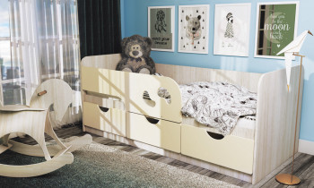 Кровать детская Минима Лего 1,86м с ящиками (дуб атланта/крем) в Олёкминске - olyokminsk.mebel54.com | фото
