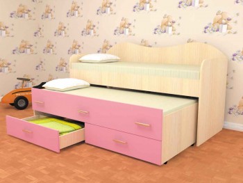 Кровать детская Нимфа двухместная 2.0 Дуб молочный/Розовый в Олёкминске - olyokminsk.mebel54.com | фото