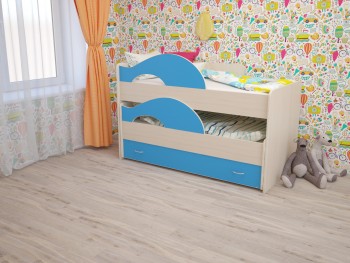 Кровать детская Радуга 1600 Млечный дуб/Голубой в Олёкминске - olyokminsk.mebel54.com | фото