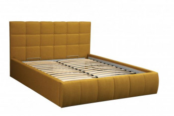 Кровать "Диана" ш. 1400 (Н=1010мм) (жаккард горчица) в Олёкминске - olyokminsk.mebel54.com | фото