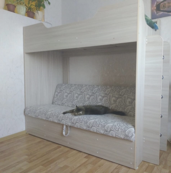 Кровать двухъярусная с диваном (Беленый дуб) в Олёкминске - olyokminsk.mebel54.com | фото
