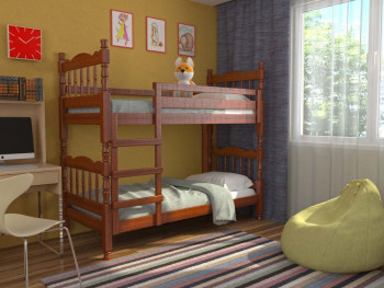 Кровать двухъярусная Соня из массива сосны 800*1890 Орех в Олёкминске - olyokminsk.mebel54.com | фото