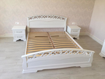 Кровать Грация-1 из массива сосны 1600*2000 Белый античный в Олёкминске - olyokminsk.mebel54.com | фото