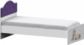 Кровать Каспер с мягкой спинкой и фотопечатью (800х1900)Белый/Фиолетовый в Олёкминске - olyokminsk.mebel54.com | фото