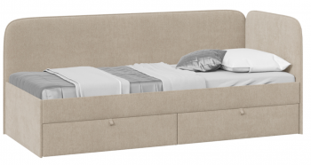 Кровать «Молли» с мягкой обивкой (900) тип 1 (Микровелюр Scandi Cream 03) в Олёкминске - olyokminsk.mebel54.com | фото