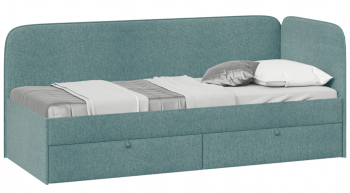 Кровать «Молли» с мягкой обивкой (900) тип 1 (Микровелюр Scandi Indigo 11) в Олёкминске - olyokminsk.mebel54.com | фото