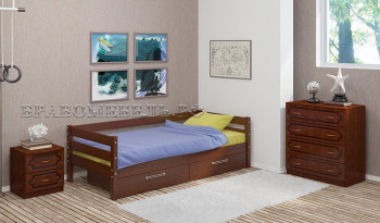 Кровать одинарная ГЛОРИЯ из массива сосны  900*2000 (Орех) в Олёкминске - olyokminsk.mebel54.com | фото