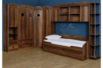 Кровать с 2-мя ящиками «Навигатор» (Дуб Каньон) в Олёкминске - olyokminsk.mebel54.com | фото
