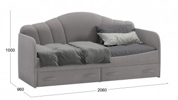 Кровать с мягкой спинкой и ящиками «Сабрина» 900 Светло-серый в Олёкминске - olyokminsk.mebel54.com | фото