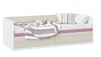 Кровать «Сканди» с 2 ящиками Дуб Гарден/Белый/Лиловый в Олёкминске - olyokminsk.mebel54.com | фото