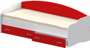 Кровать Софа-7 с мягкой спинкой (800х1900) Белый/Красный в Олёкминске - olyokminsk.mebel54.com | фото