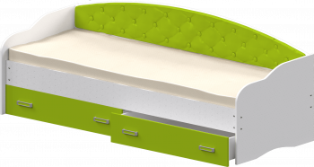 Кровать Софа-7 с мягкой спинкой (800х1900) Белый/Лайм в Олёкминске - olyokminsk.mebel54.com | фото