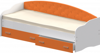 Кровать Софа-7 с мягкой спинкой (800х1900) Белый/Оранжевый в Олёкминске - olyokminsk.mebel54.com | фото