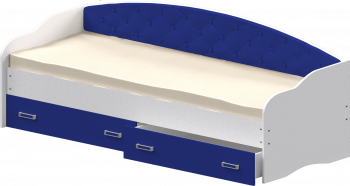 Кровать Софа-7 с мягкой спинкой (800х1900) Белый/Синий в Олёкминске - olyokminsk.mebel54.com | фото