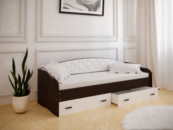 Кровать Софа-7 с мягкой спинкой (800х1900) Венге/ Белый в Олёкминске - olyokminsk.mebel54.com | фото