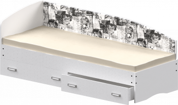 Кровать Софа-9 с мягкой спинкой с рисунком Милана (900х1900) Белый в Олёкминске - olyokminsk.mebel54.com | фото