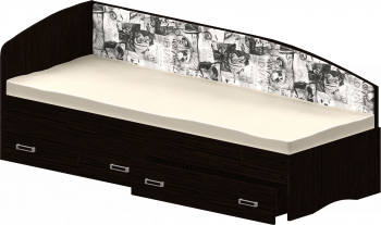 Кровать Софа-9 с мягкой спинкой с рисунком Милана (900х1900) Венге в Олёкминске - olyokminsk.mebel54.com | фото