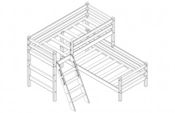 Кровать Соня вариант 8 угловая с наклонной лестницей Белый полупрозрачный в Олёкминске - olyokminsk.mebel54.com | фото