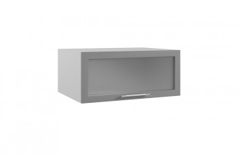 Квадро ГПГС 800 шкаф верхний горизонтальный глубокий со стеклом (Белый софт/корпус Серый) в Олёкминске - olyokminsk.mebel54.com | фото