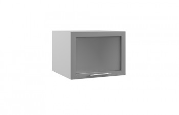 Квадро ГВПГС 600 шкаф верхний горизонтальный глубокий со стеклом высокий (Белый софт/корпус Серый) в Олёкминске - olyokminsk.mebel54.com | фото