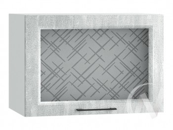 Либерти Шкаф верхний горизонтальный со стеклом ШВГС 609 (Холст грей/корпус белый) в Олёкминске - olyokminsk.mebel54.com | фото