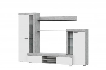 Мебель для гостиной МГС 5 Цемент светлый / Белый в Олёкминске - olyokminsk.mebel54.com | фото