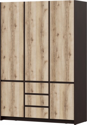 Модульная система "Прага" Шкаф для одежды трехстворчатый Дуб Венге/Дуб Делано в Олёкминске - olyokminsk.mebel54.com | фото