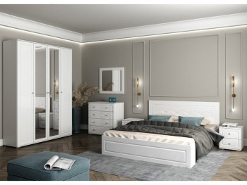 Модульная спальня Барселона (Белый/Белый глянец) в Олёкминске - olyokminsk.mebel54.com | фото